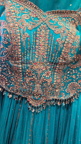 Turquoise Corsette Lehenga