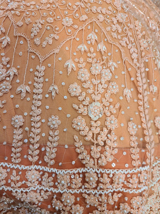 Peach Blush Embroidered Bridal Lehenga Set