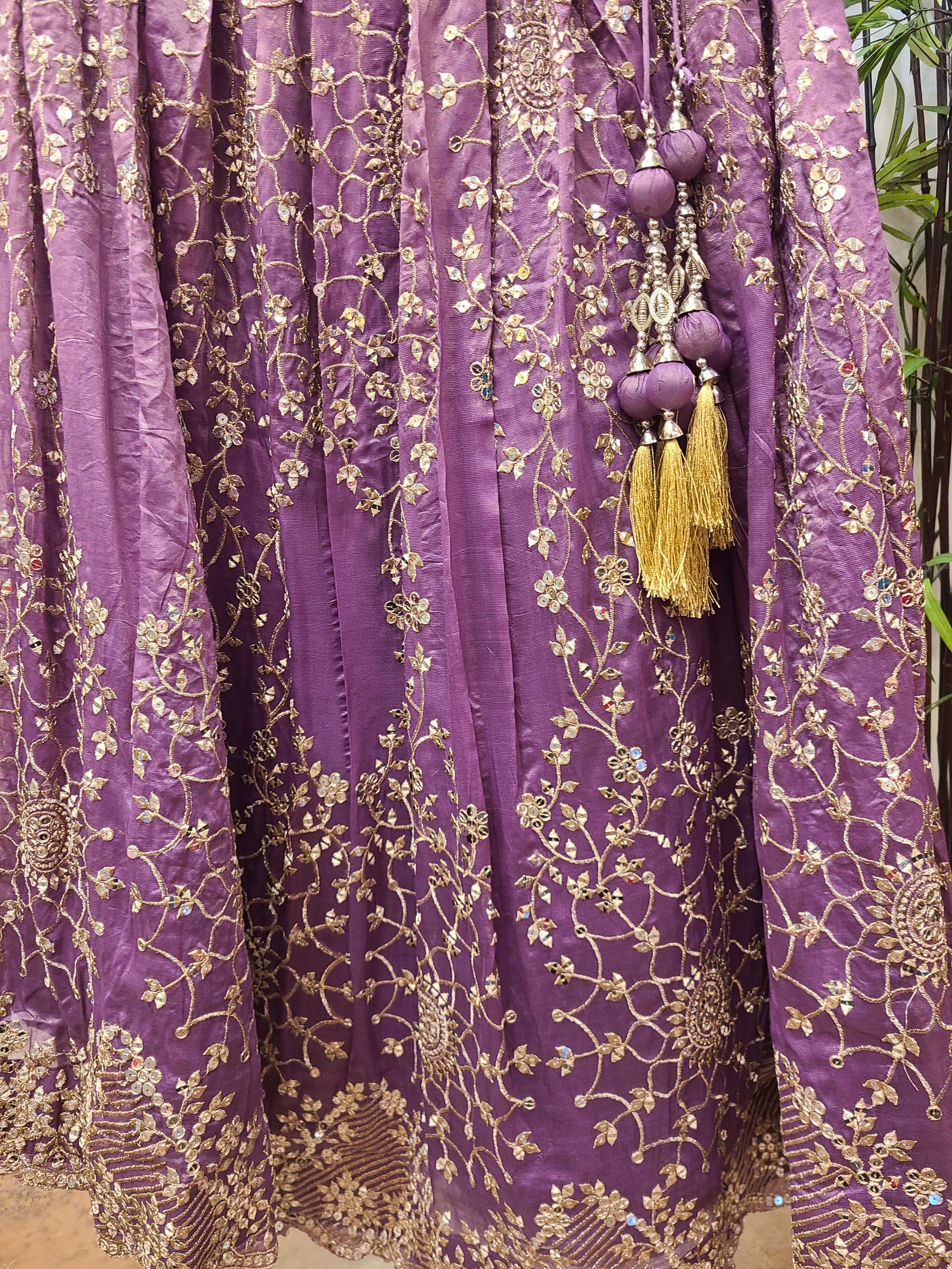Mauve Purple Embroidered Bridal Lehenga Set