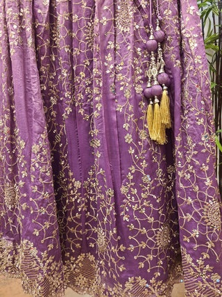 Mauve Purple Embroidered Bridal Lehenga Set
