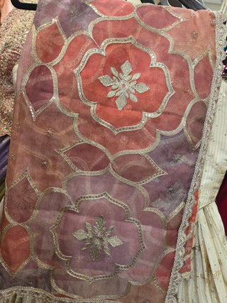 Off White Benarasi Silk Lehenga with Corset Blouse