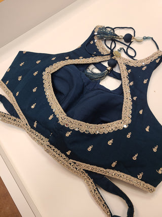 Majestic Navy Blue & Silver Embroidered Lehenga Set