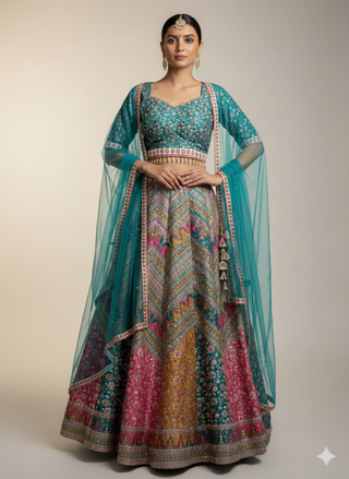 Multi Color Chevron Lehenga