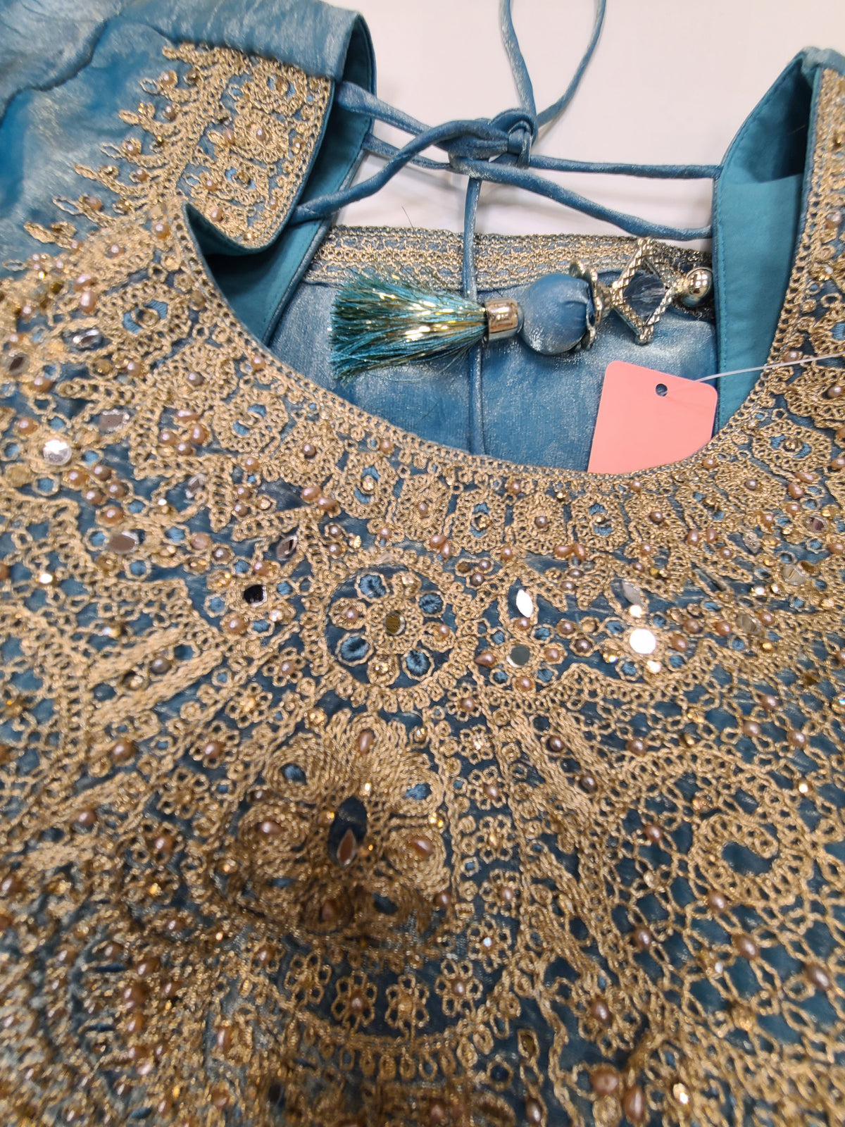 Teal Gold Evening Lehenga