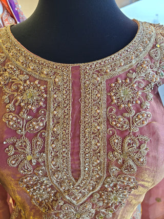 Gajree Pink Embroidered Sharara Suit