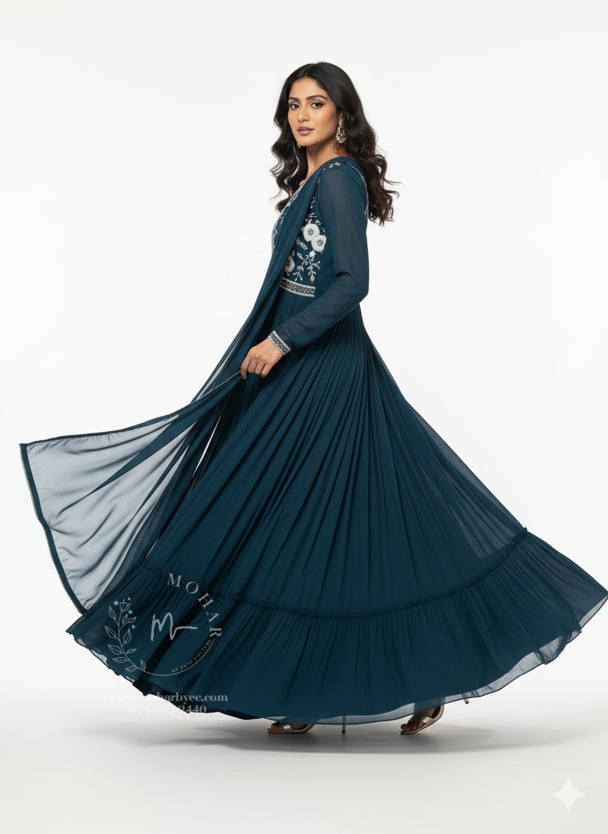 Navy Blue Anarkali Gown-Style