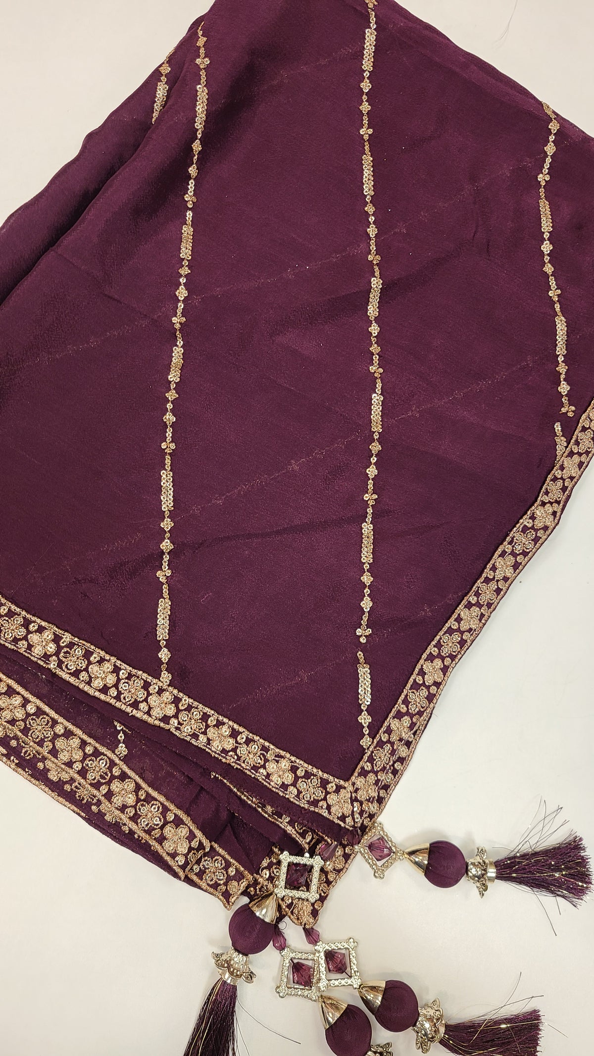 Plum Silver Embroidered Lehenga