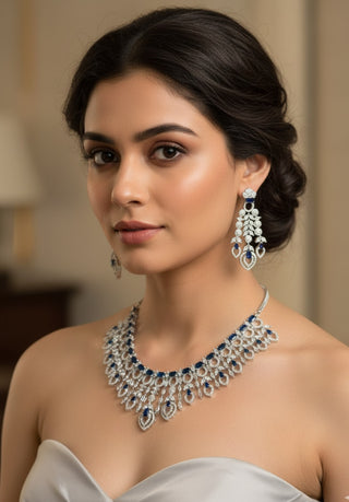 Blue CZ Necklace Set