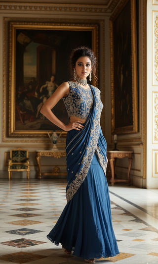 Slim Lehenga with attached Dupatta