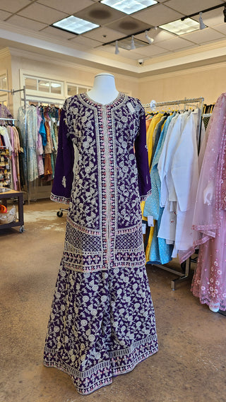 Midnight Plum Sharara Set