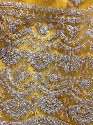 Golden Yellow Silver Embroidered Anarkali Set