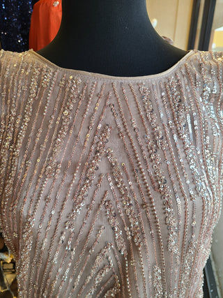 Champagne Beige Sequin Embroidered Sharara Suit Set