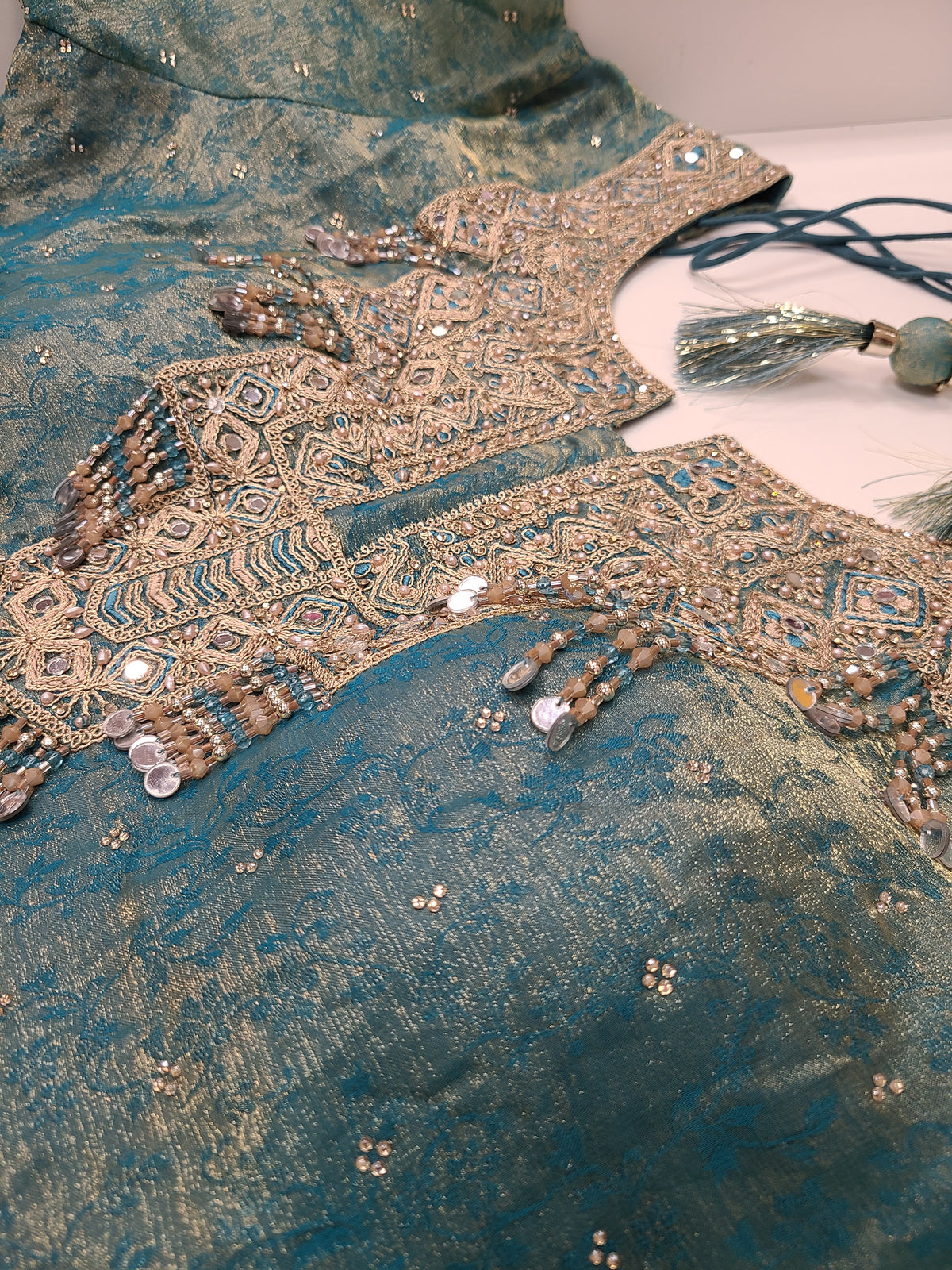 Teal Gold Lehenga Set