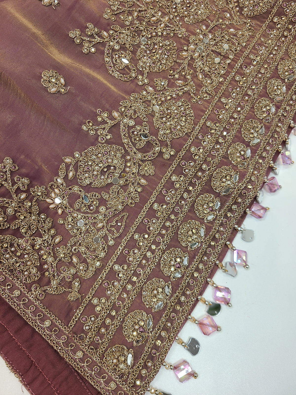Mauve Gold Layered Lehenga