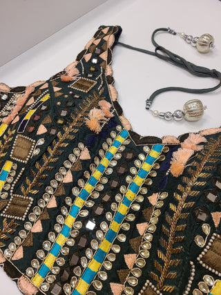 Striped Sage Lehenga