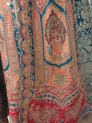 Teal & Multicolor Zardozi Embroidered Anarkali Jacket