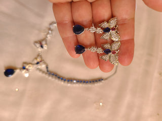 Royal Blue Butterfly AD Stone Necklace Set