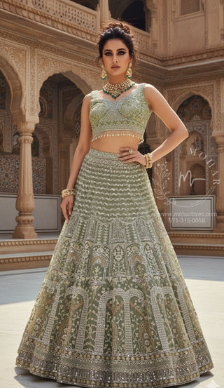 Sea Green Net Lehenga