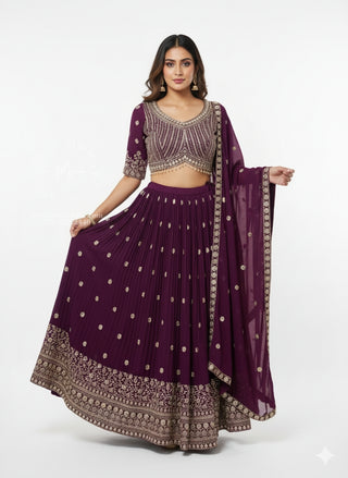 Regal Purple Gold Embroidered Lehenga Set