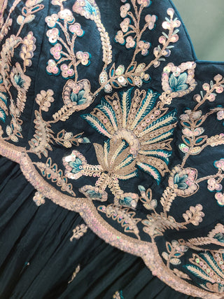 Emerald Green Silk Lehenga