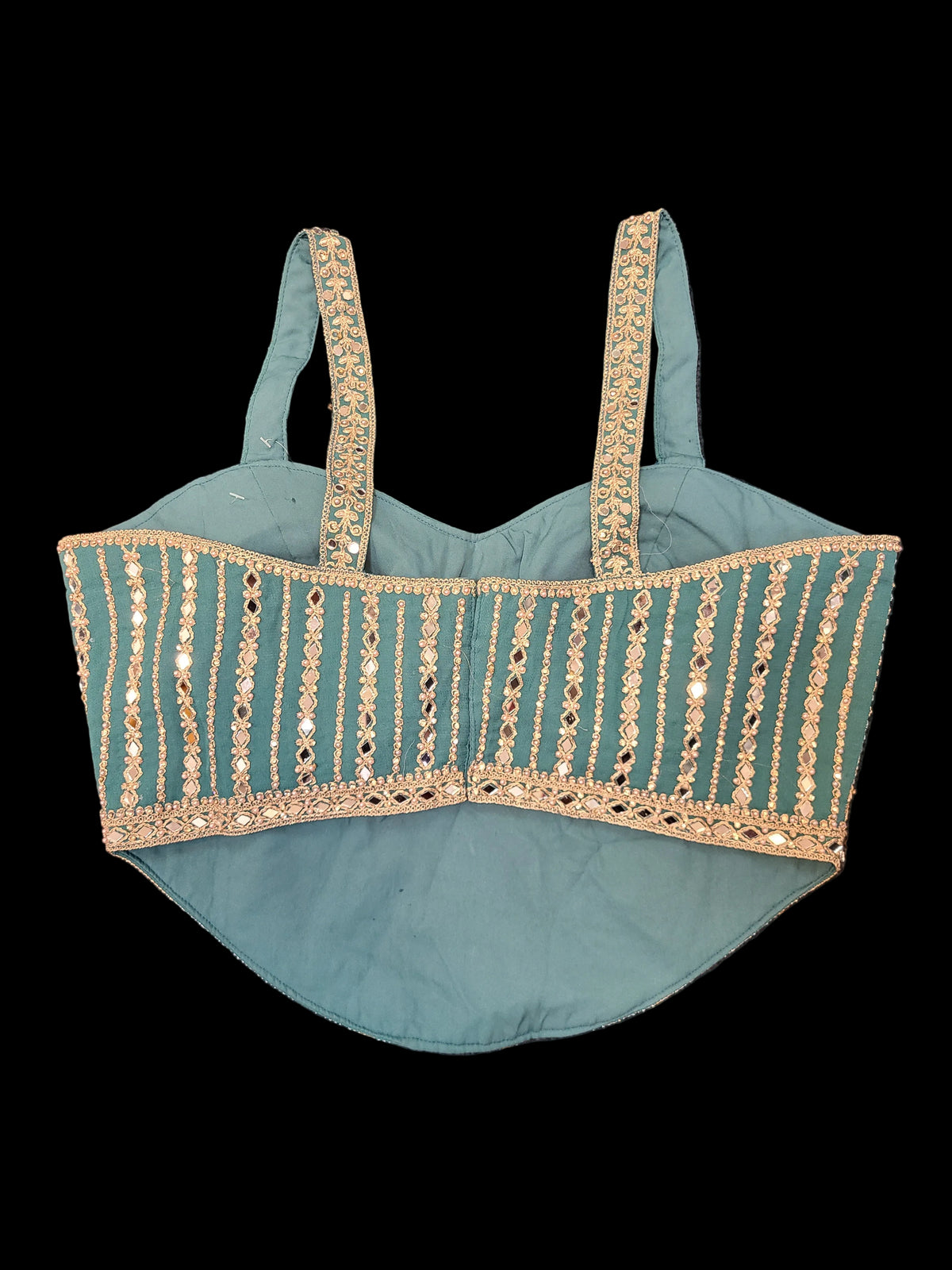 Teal Gold Embroidered Lehenga