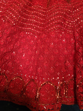Maroon Sequin Embroidered Bridal Lehenga Set