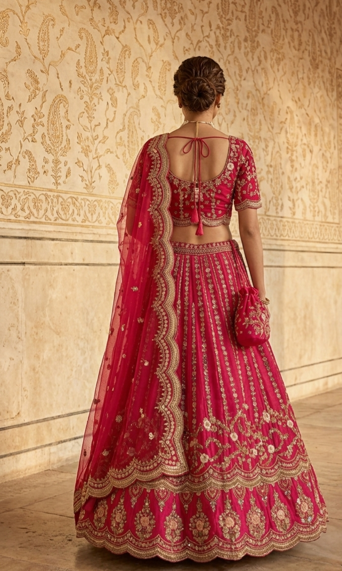 Kiara Red Zardosi Bridal Lehenga