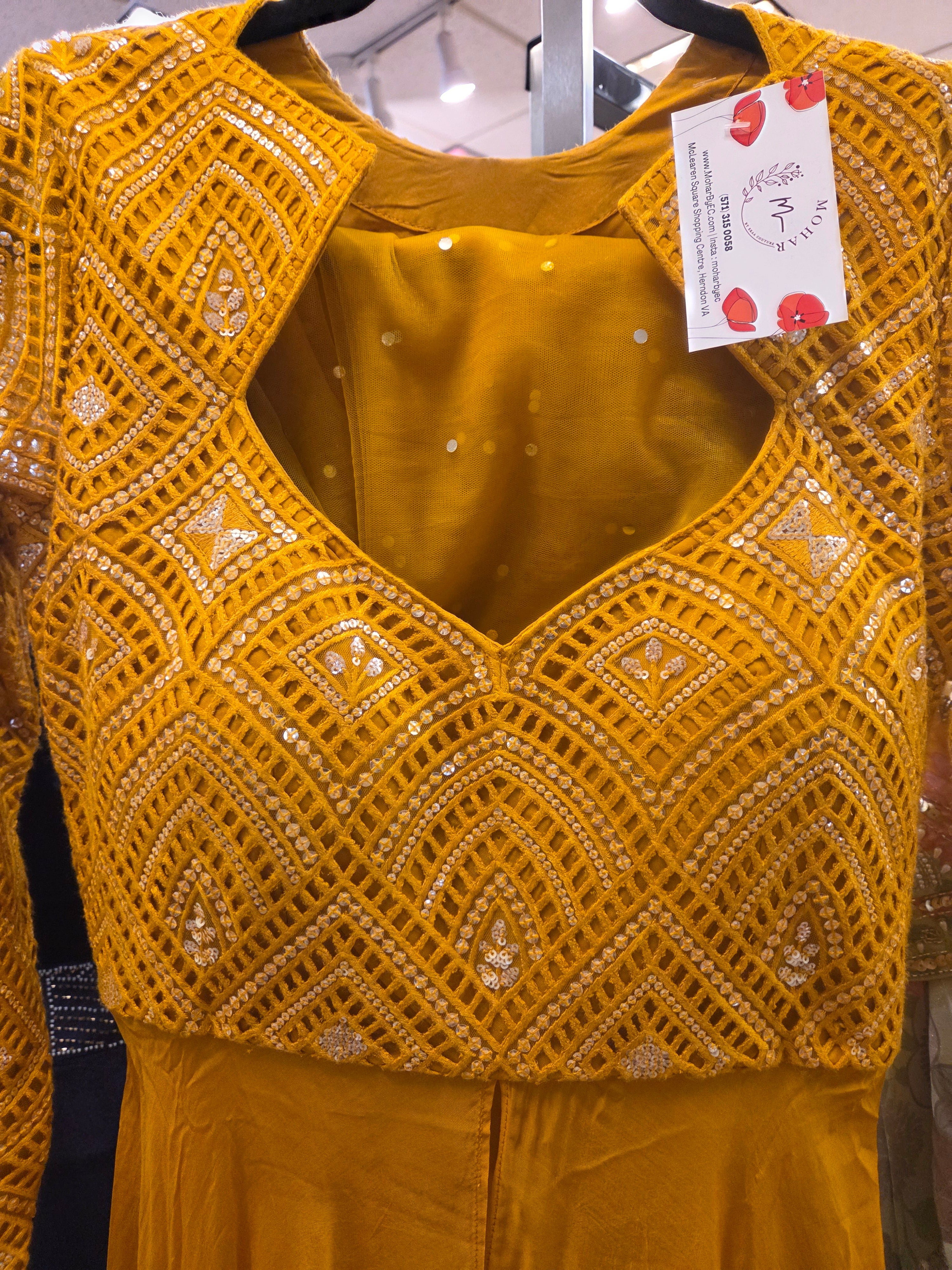 Mustard Yellow Embroidered Anarkali Set