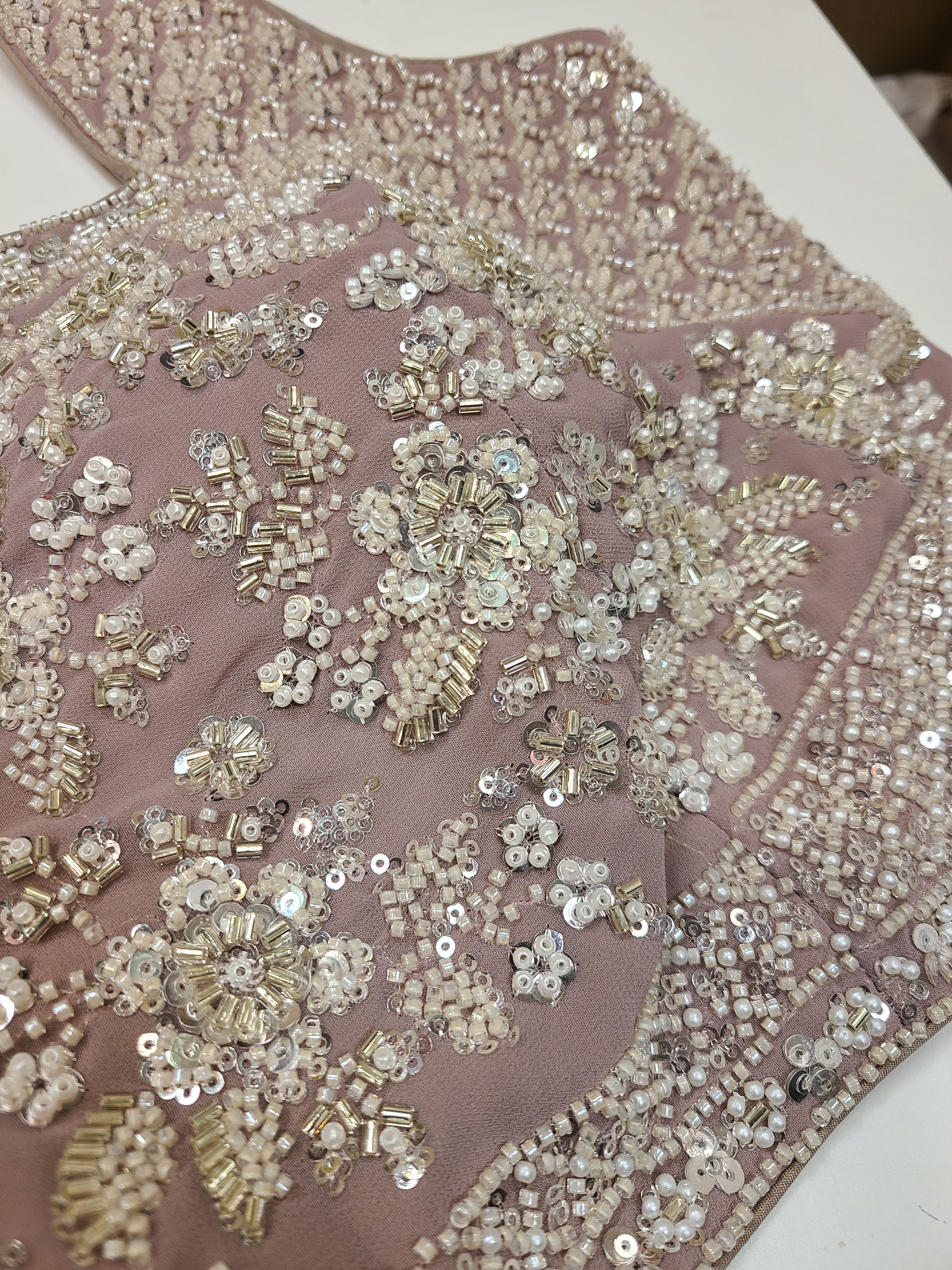 Blush Pink Silver Embroidered Bridal Lehenga Set