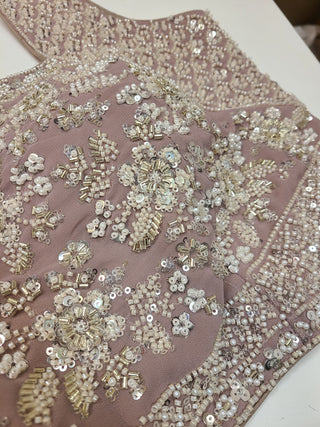 Blush Pink Silver Embroidered Bridal Lehenga Set