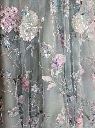 Powder Blue Floral Lehenga Set