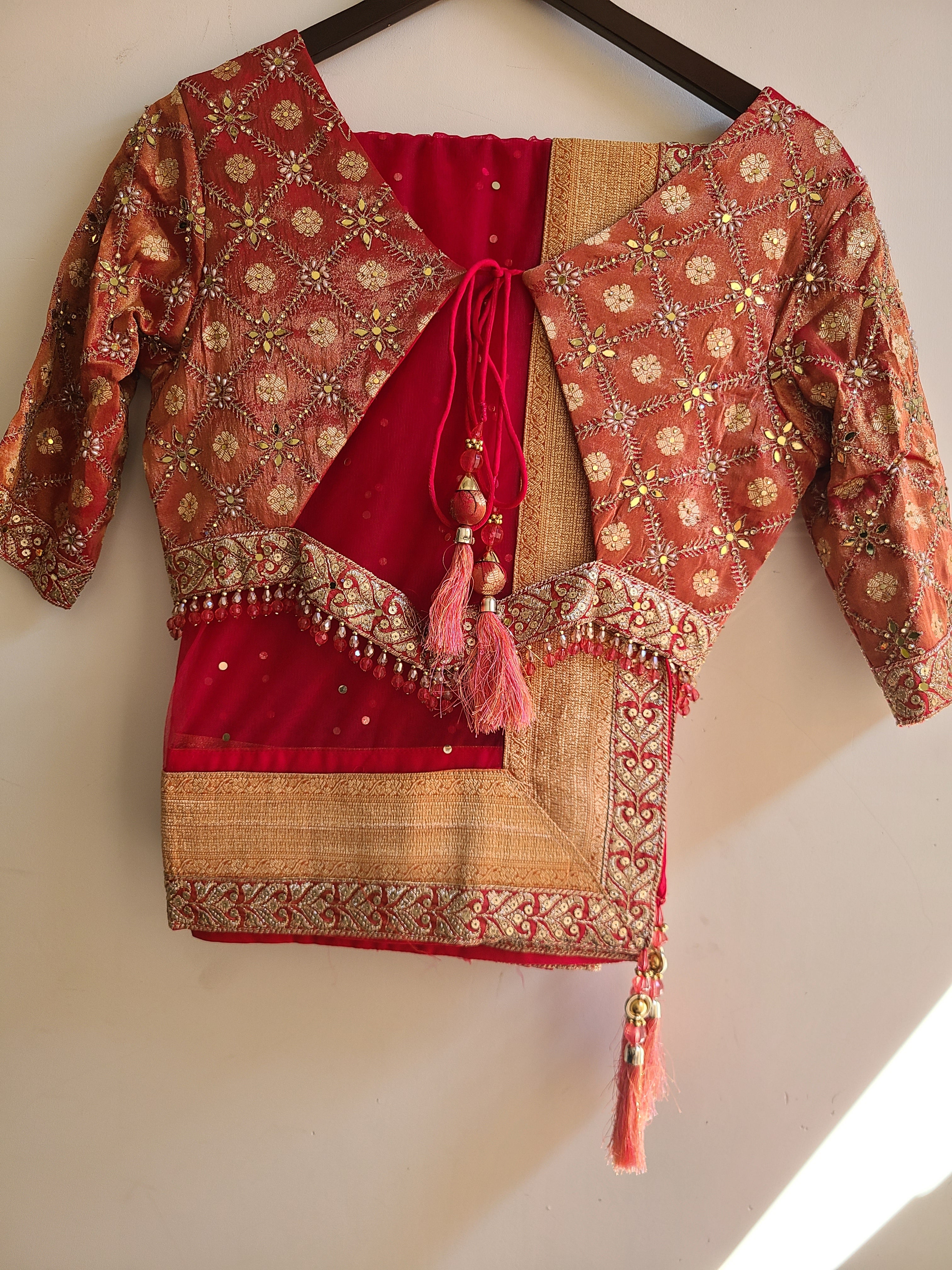 Sunset Orange & Red Benarasi Lehenga Choli