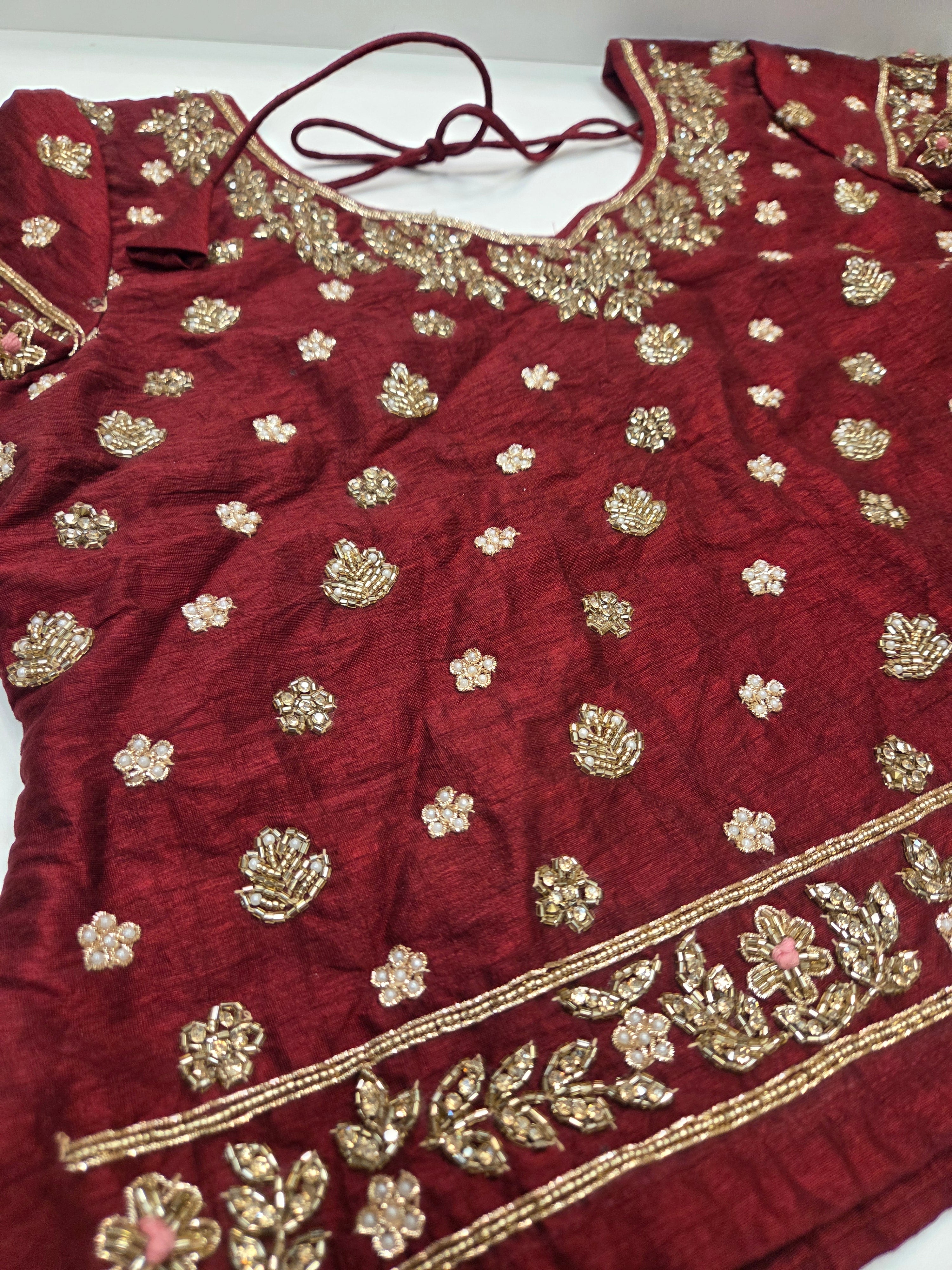 Maroon Gold Bridal Lehenga Set