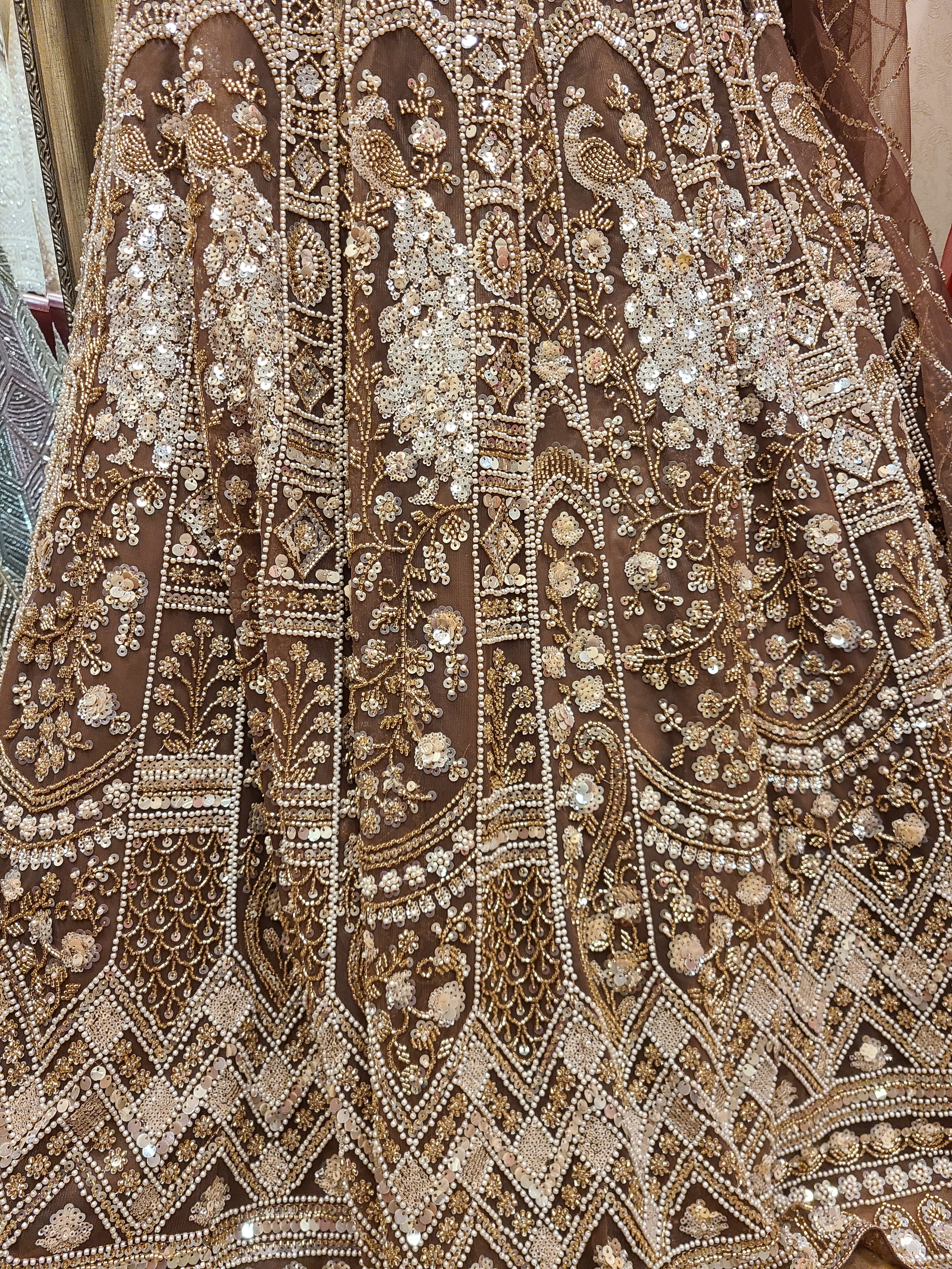 Bronze Sequin Embroidered Bridal Lehenga Set