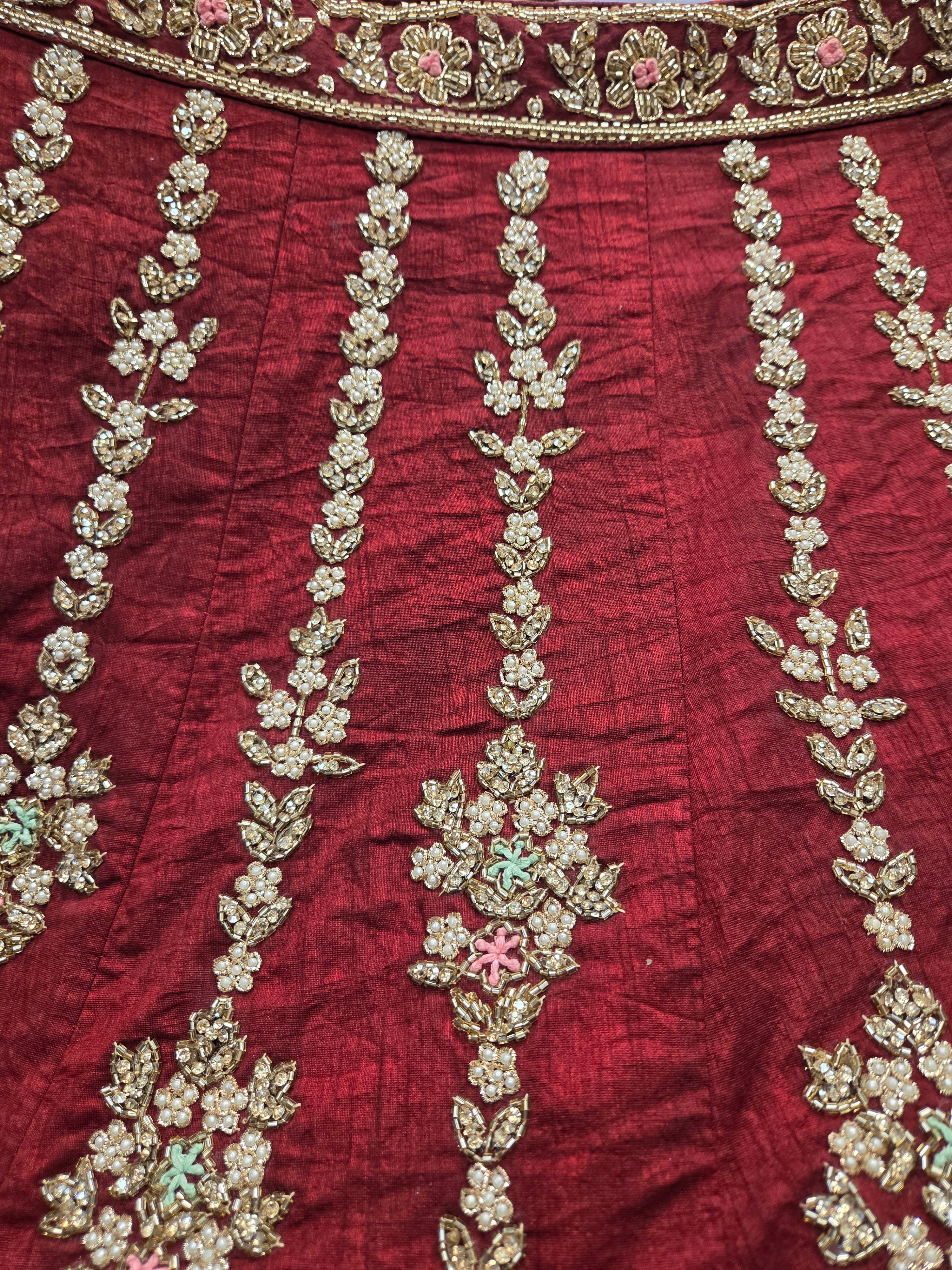 Maroon Gold Bridal Lehenga Set