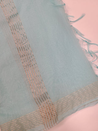 Aqua Blue Embroidered Kurta Set with Dupatta