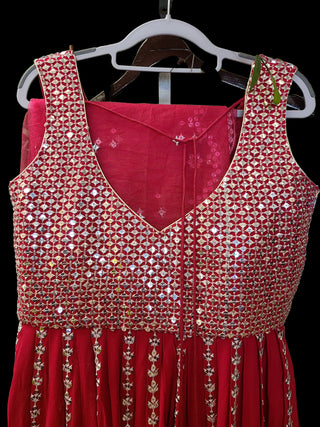 Red Sequin Embroidered Lehenga Choli with Dupatta