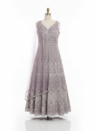 Lavender And Silvery Gown-Style