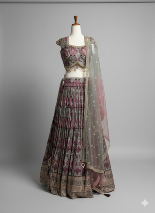 Fall printed georgette lehenga