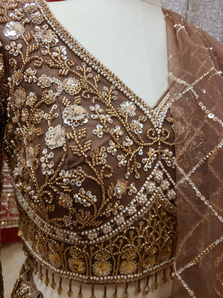 Bronze Sequin Embroidered Bridal Lehenga Set