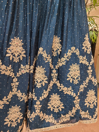 Majestic Navy Blue & Silver Embroidered Lehenga Set