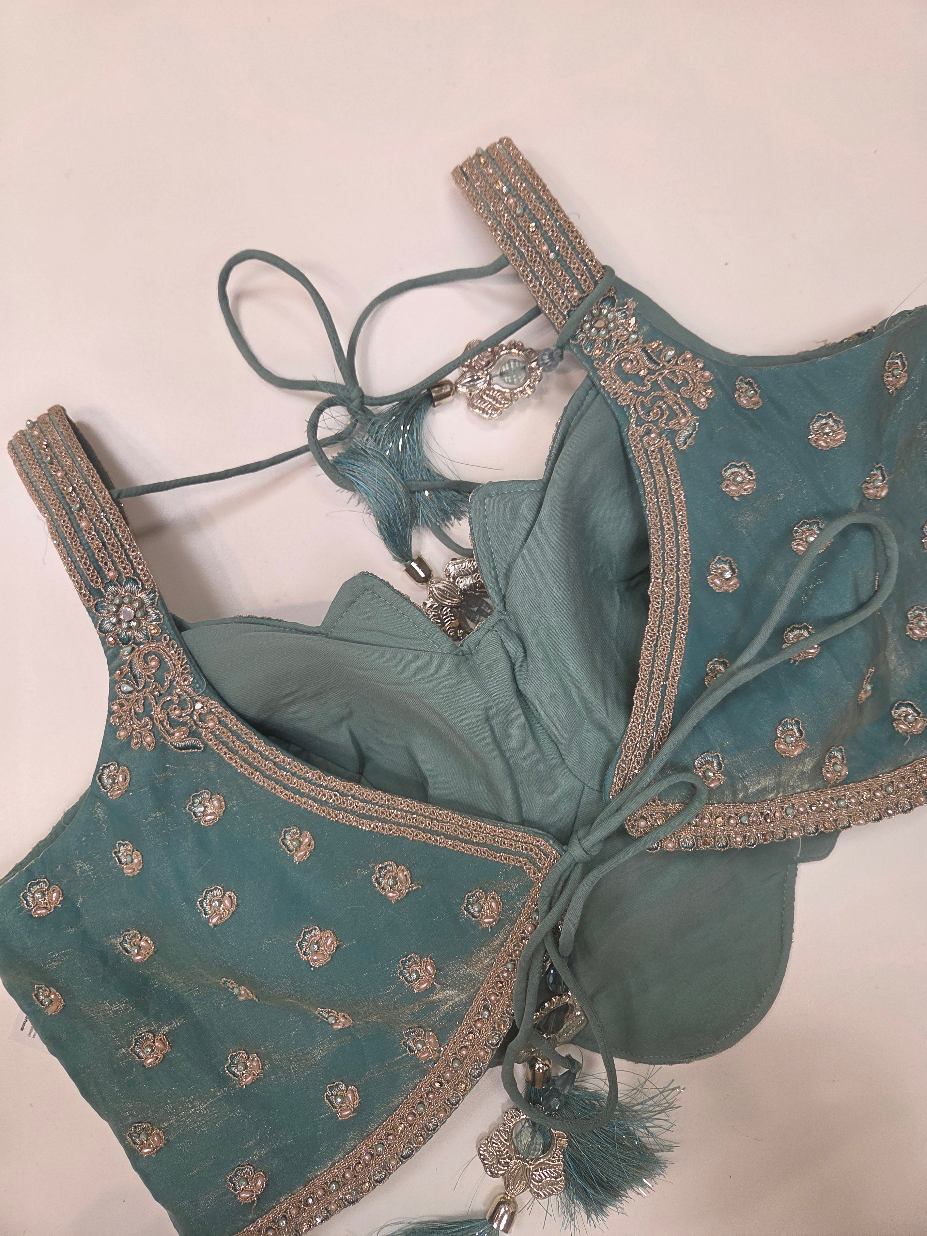Aqua Tiered Zardozi Lehenga Set