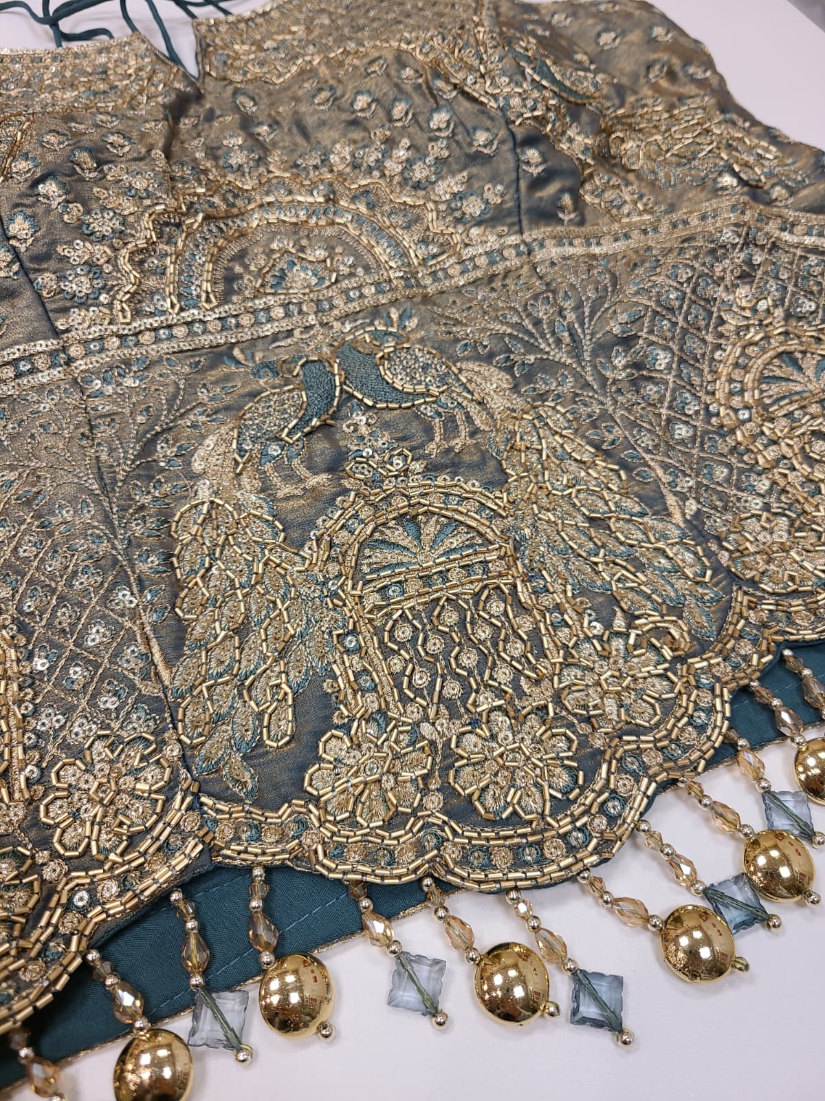 Grey Gold Corset Lehenga