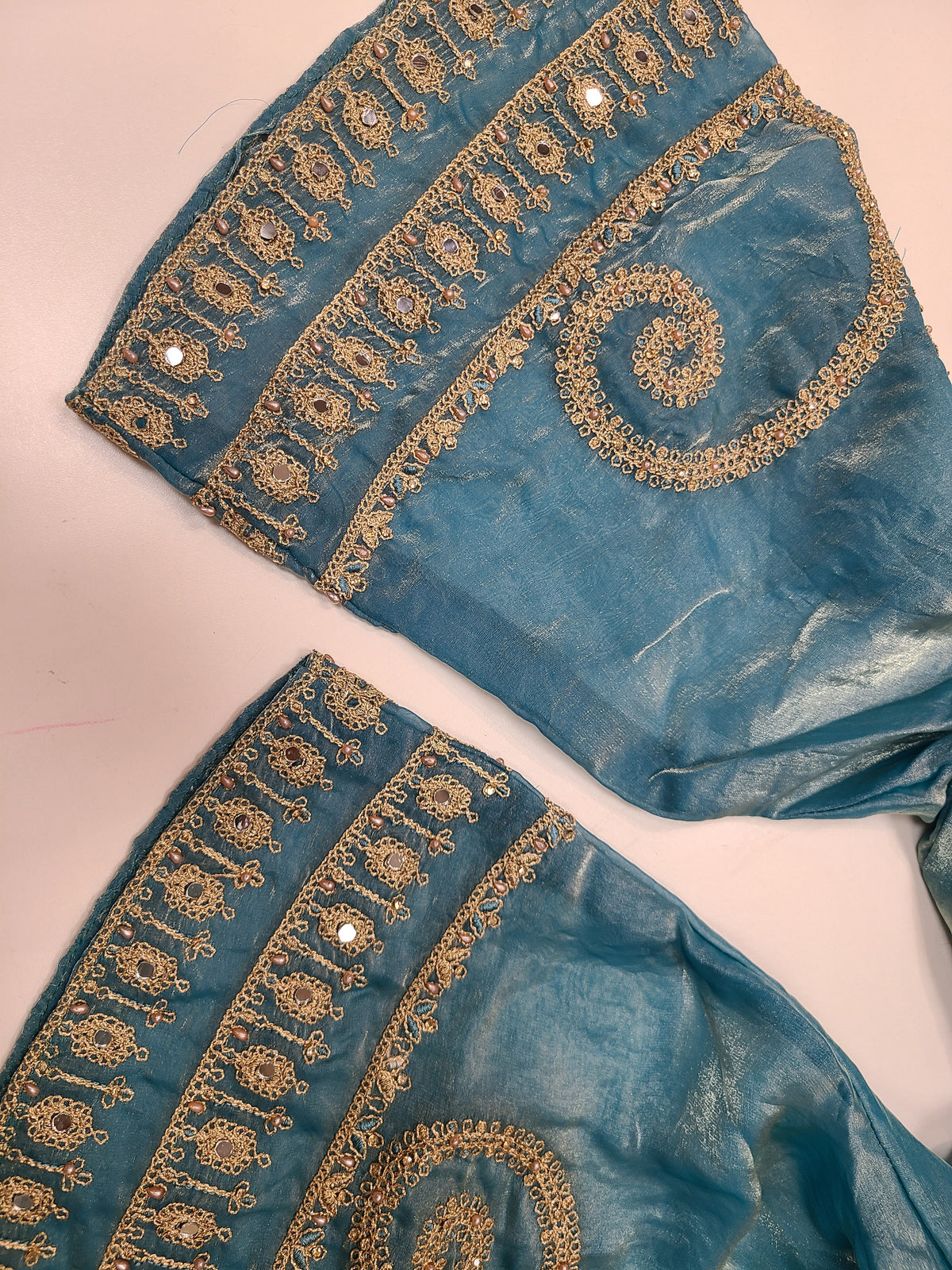 Teal Gold Evening Lehenga