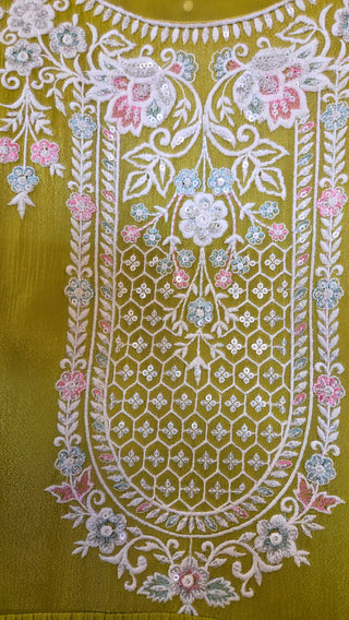 Chartreuse Green Embroidered Anarkali Gown