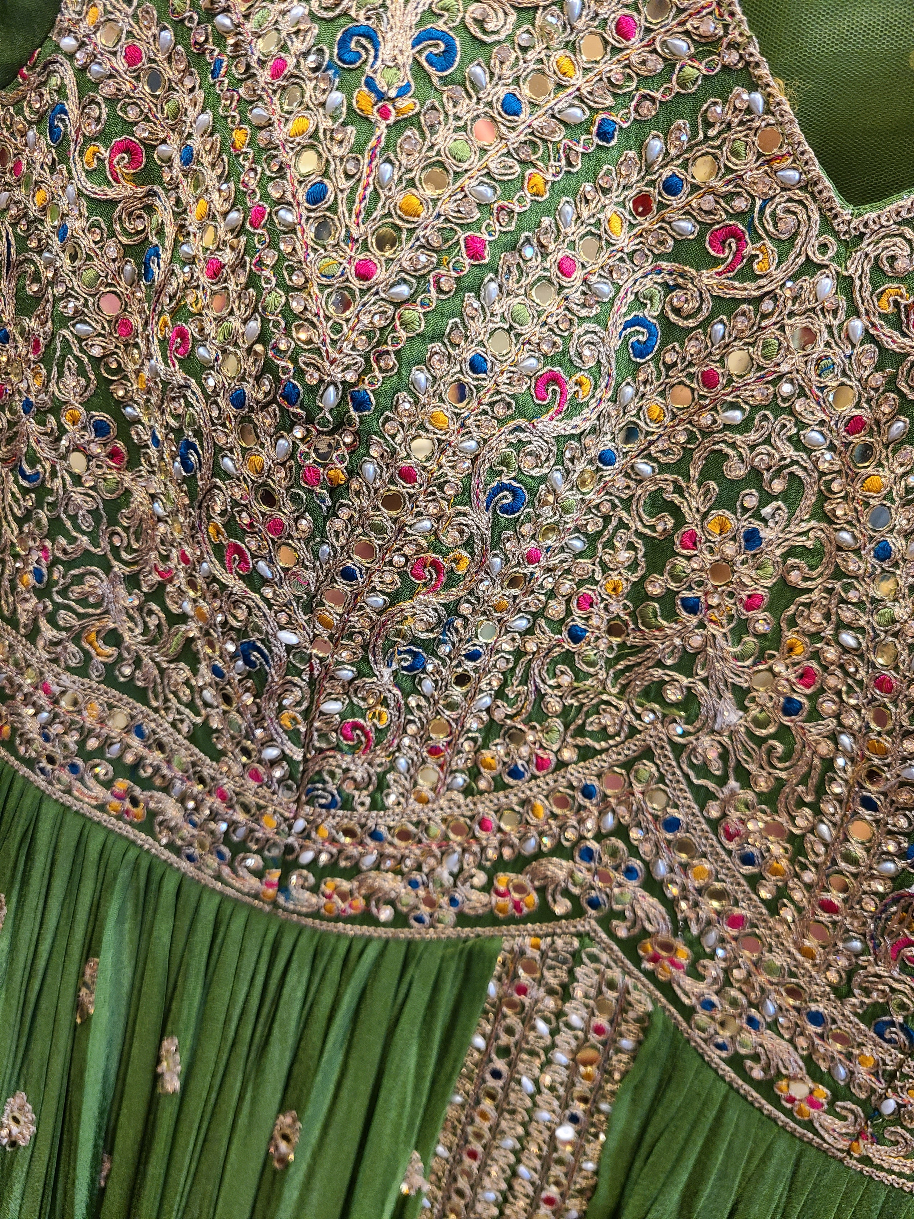 Forest Green Embroidered Anarkali Gown with Dupatta