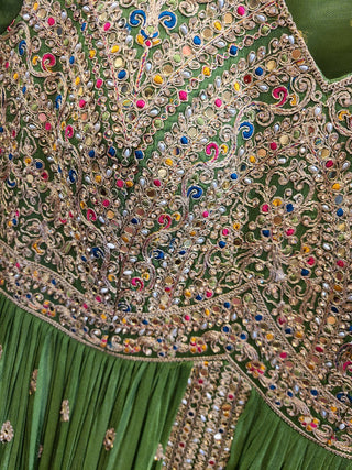 Forest Green Embroidered Anarkali Gown with Dupatta