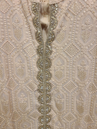 Luknowi Indo-Western Kurta Set with Fringe