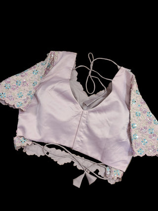 Blush Pink Embroidered Organza Pre-Stitched Saree