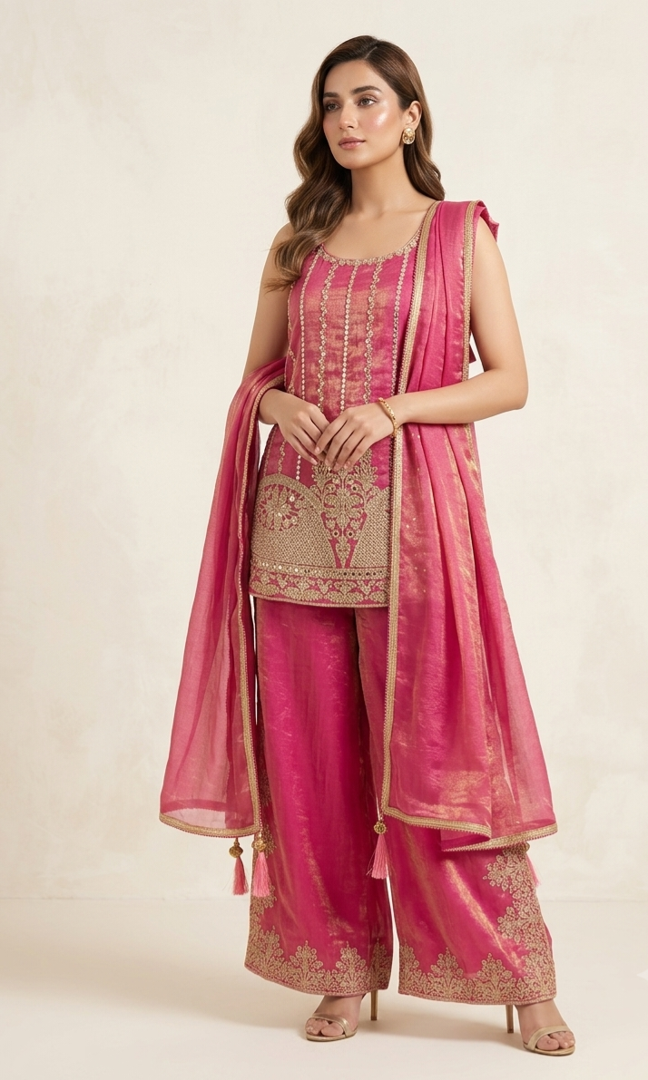 Rose Embroidered Sharara Set